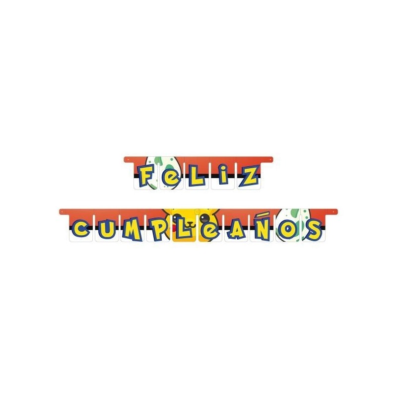 Guirnalda feliz cumpleaños Pokemon 2,1 mt
