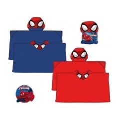 Manta coralina con capucha spiderman roja-Tus Disfraces Baratos