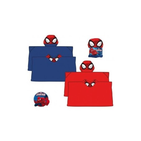 Manta coralina con capucha spiderman roja-Tus Disfraces Baratos