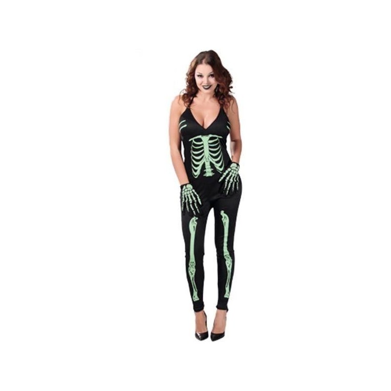 Disfraz esqueleto luminoso efecto fosforescente talla L