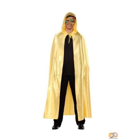 capa oro con capucha veneciana o halloween adulto