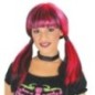 Peluca bruja coletas mechas rosas draculaura