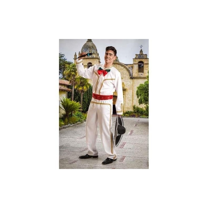 Disfraz mejicano blanco mariachi cantante adulto