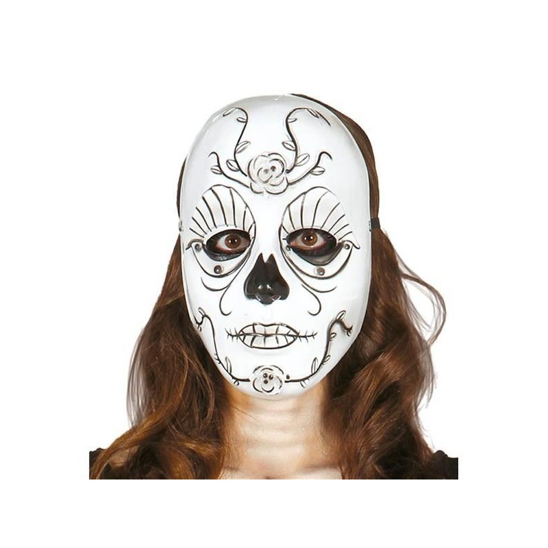Careta blanca decorada catrina