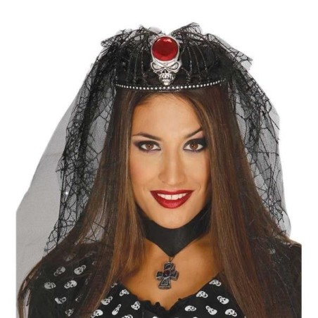 diadema calavera negra con velo