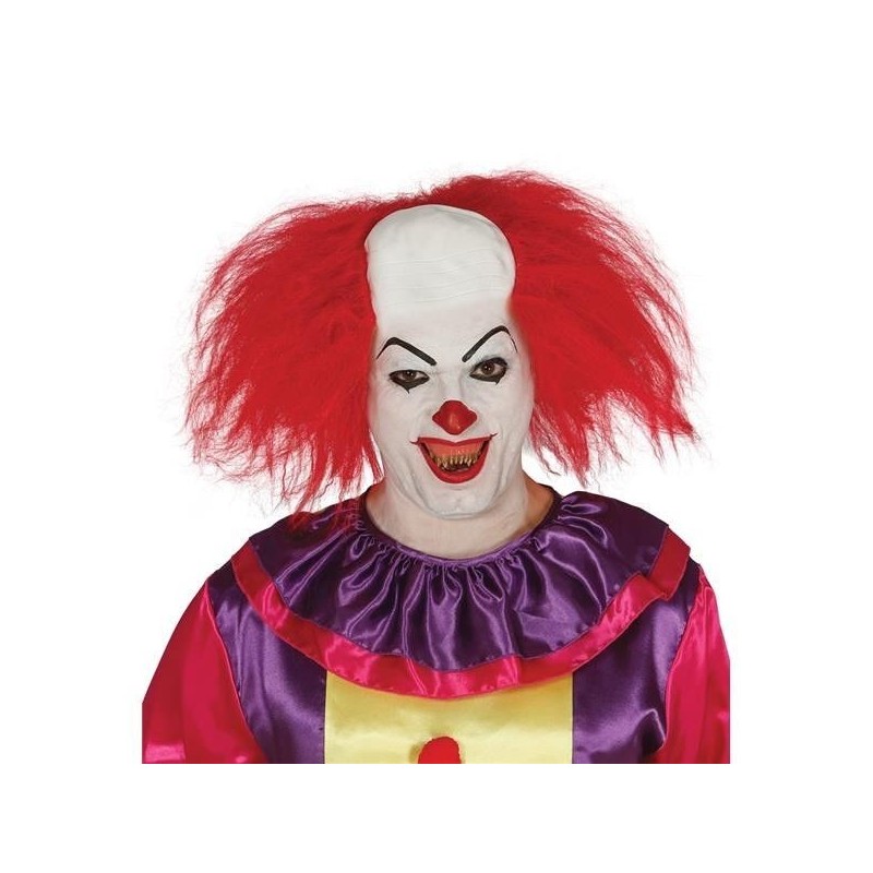 Peluca payaso roja con calva blanca