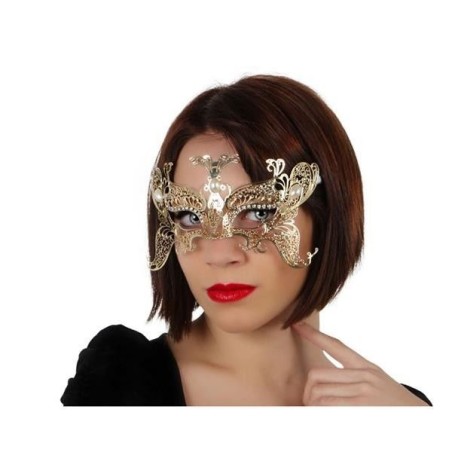 antifaz veneciano metalico dorado mariposa sexy
