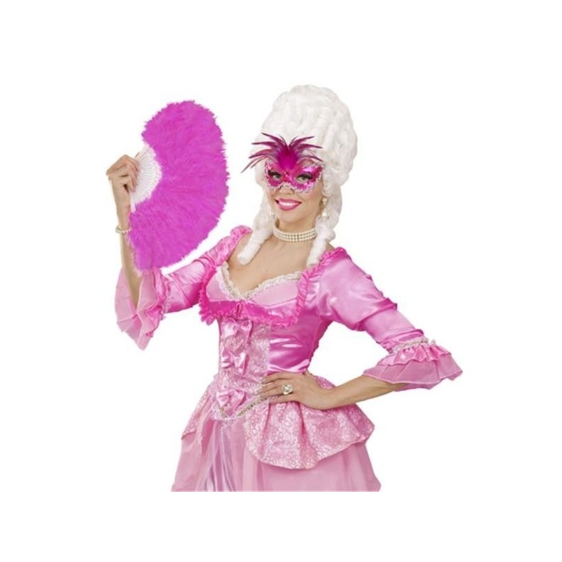 Antifaz veneciano rosa con gema ribetes