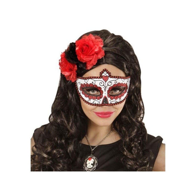 Antifaz dia de los muertos azul y glitter halloween