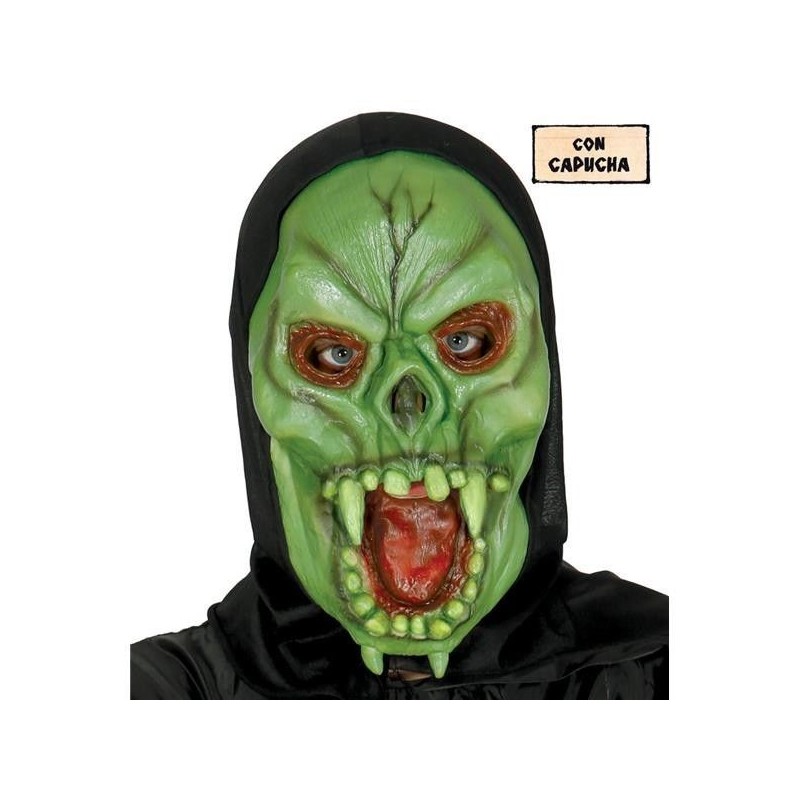 Careta vampiro verde con capucha