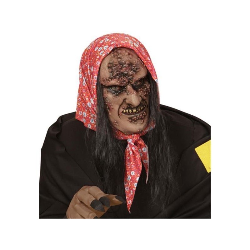 Mascara zombie con pelo careta bruja podrida