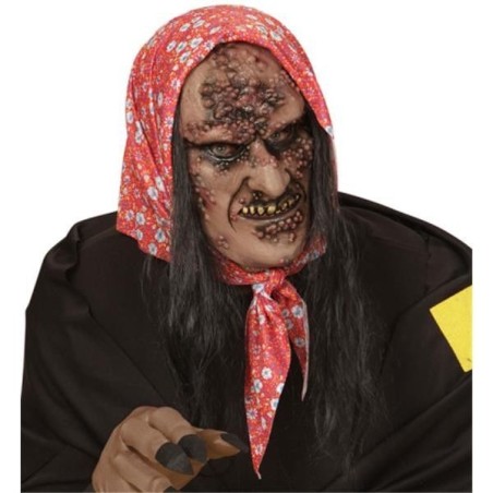 mascara zombie con pelo careta bruja podrida 00379