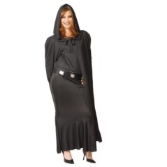 capa con capucha negra terciopelo 135 cm