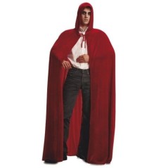 capa con capucha terciopelo roja