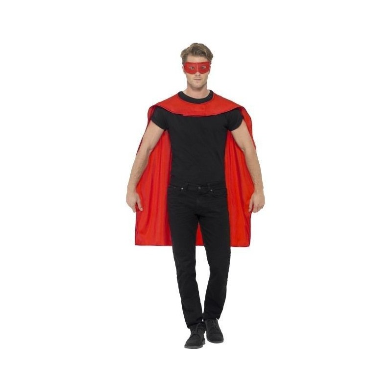 Capa y antifaz rojo superheroe similar superman