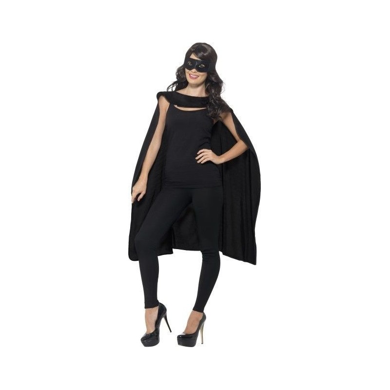 Capa y antifaz negra superheroe similar batman
