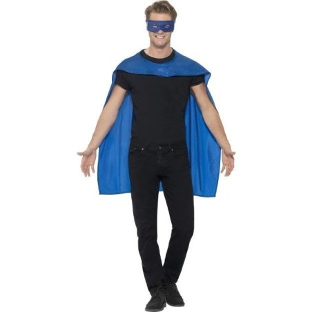 capa y antifaz azul superheroe