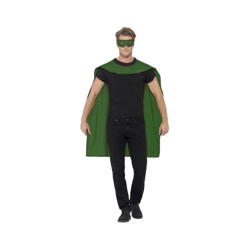 Capa verde con antifaz supeheroe