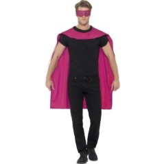 capa rosa superheroe con antifaz rosa