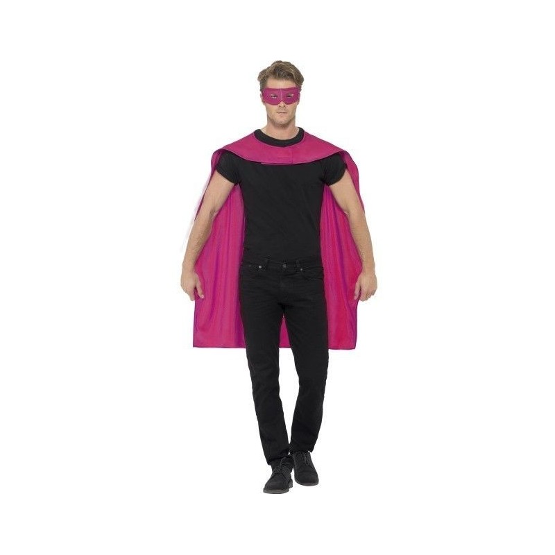 Capa rosa superheroe con antifaz rosa
