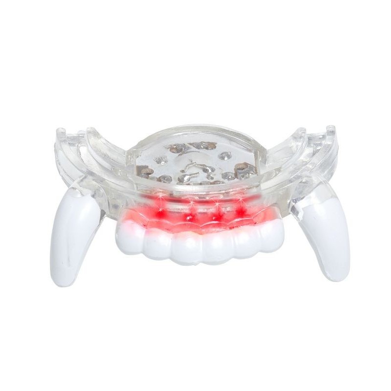 Dientes vampiro con luz led rosa