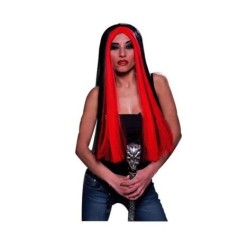 peluca bruja negra con mechon rojo