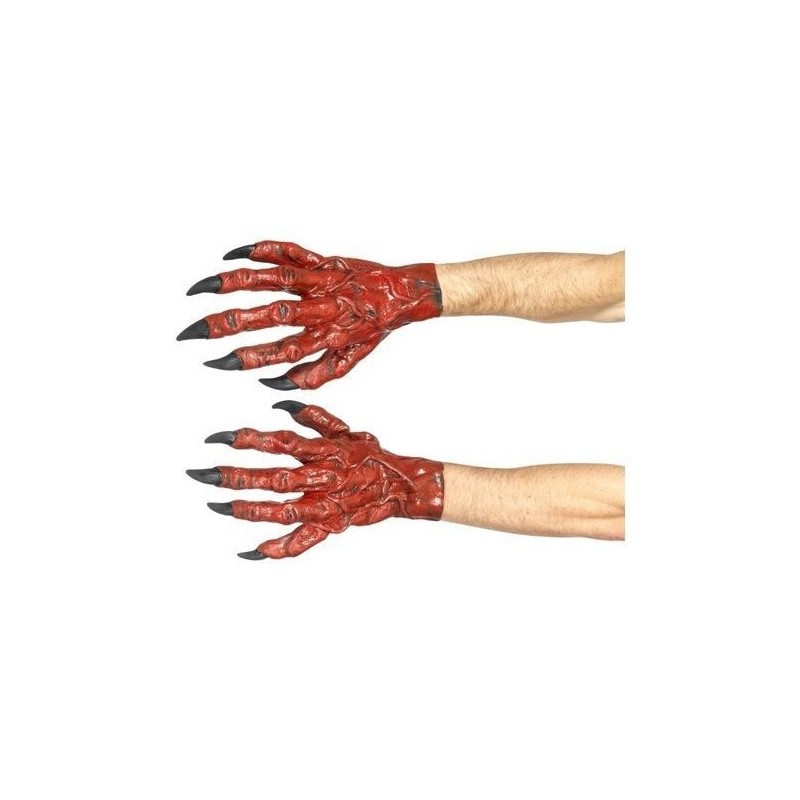 Manos de diablo rojas de monstruo