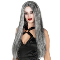 peluca lisa gris envase caja