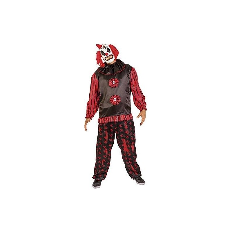 Disfraz payaso siniestro negro y rojo para hombre