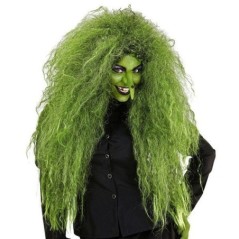 peluca bruja verde larga cardada