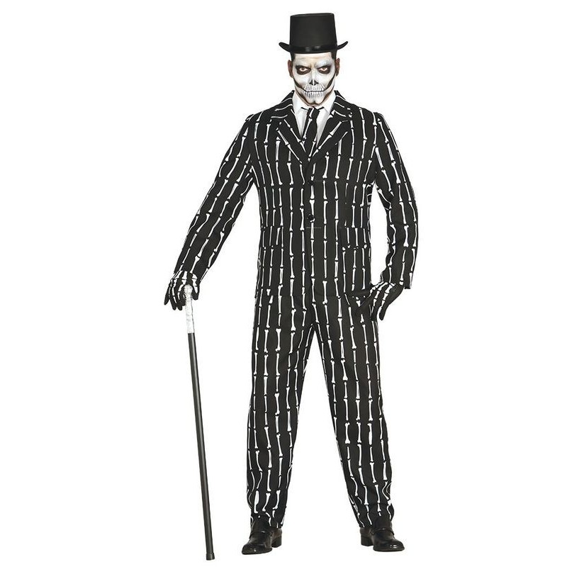 Disfraz traje a rayas con huesos hombre tallas