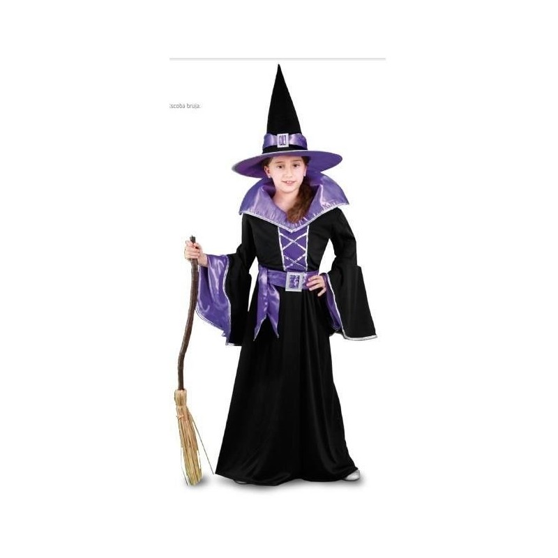 Disfraz bruja morada elegante niña tallas