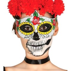 antifaz dia de los muertos catrina mujer rosas