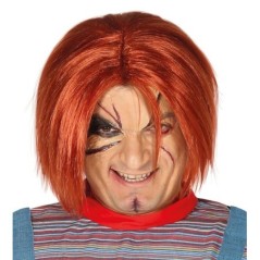 peluca naranja similar a chucky el muneco diabolico