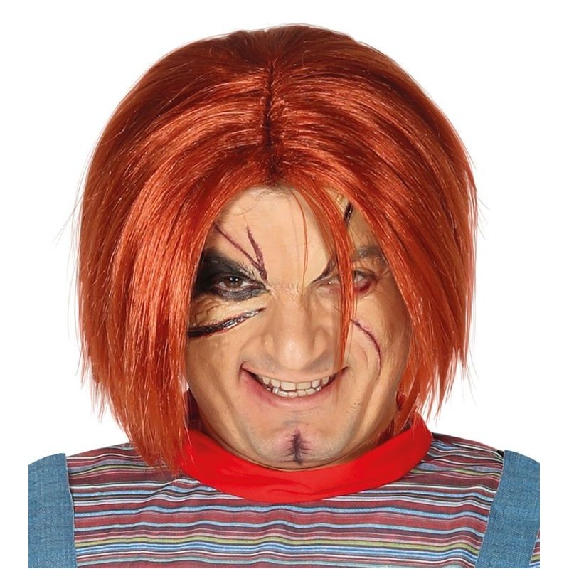 Peluca naranja similar a Chucky el muñeco diabolico