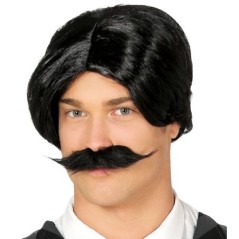 peluca negra con bigote gomez