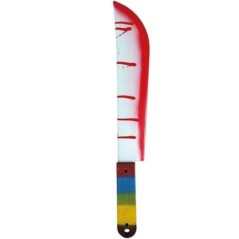 cuchillo payaso asesino con sangre y colores 53x75 cm