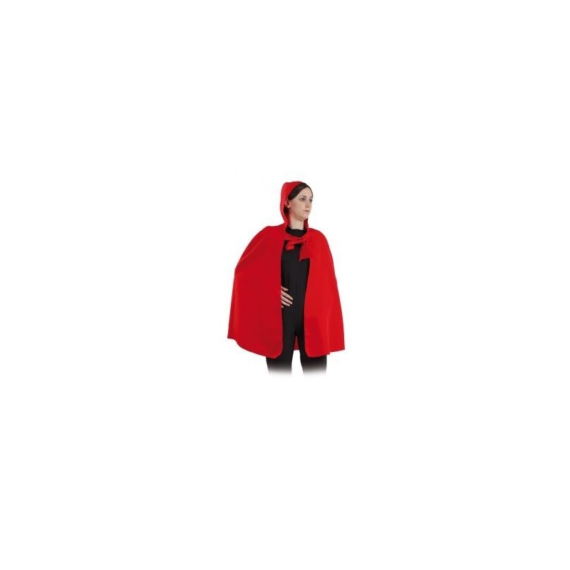 Capa roja con capucha criada larga 135 cm mujer