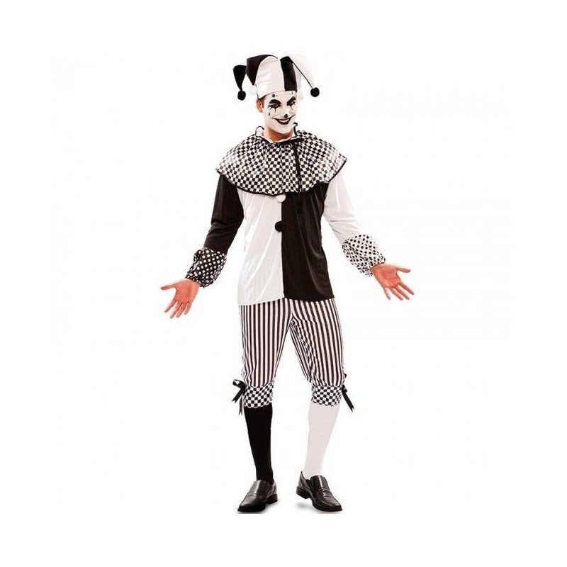 Disfraz arlequin blanco y negro para hombre