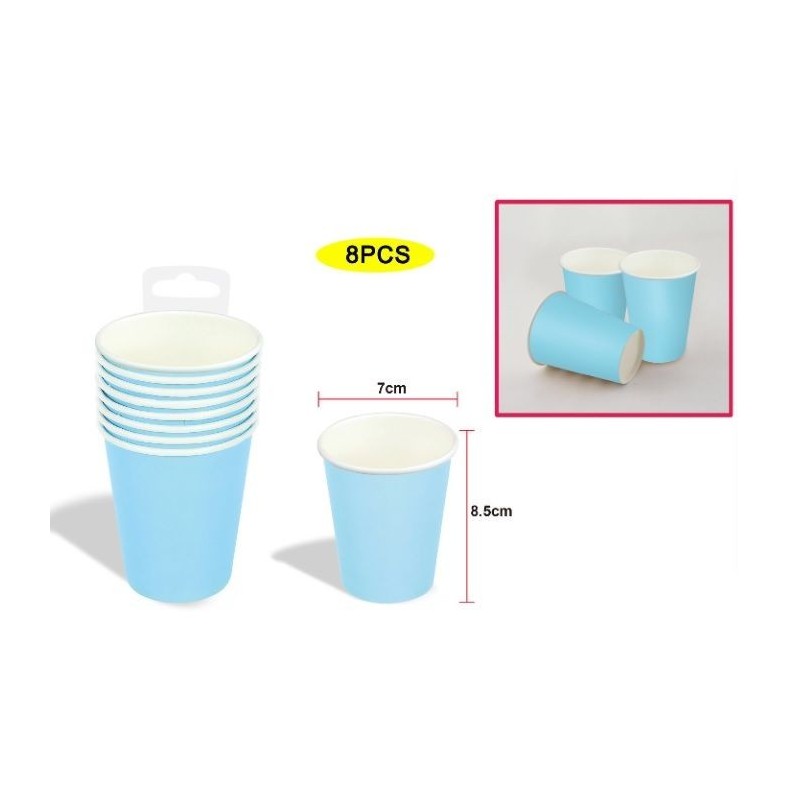 Vasos Azul pastel 8 uds de 8,5x7 cm