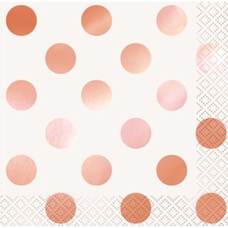 servilletas lunares rosa dorado 16 uds
