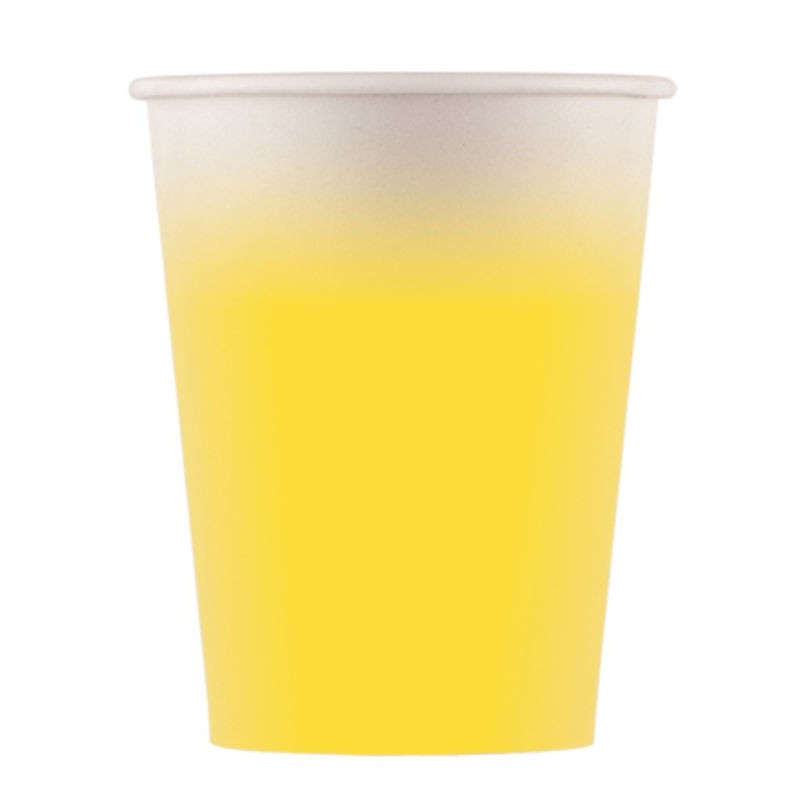 Vasos cumpleaños Amarillos carton 8 uds