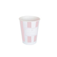 vasos rayas rosas y blancas 8 uds
