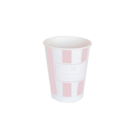 vasos rayas rosas y blancas 8 uds