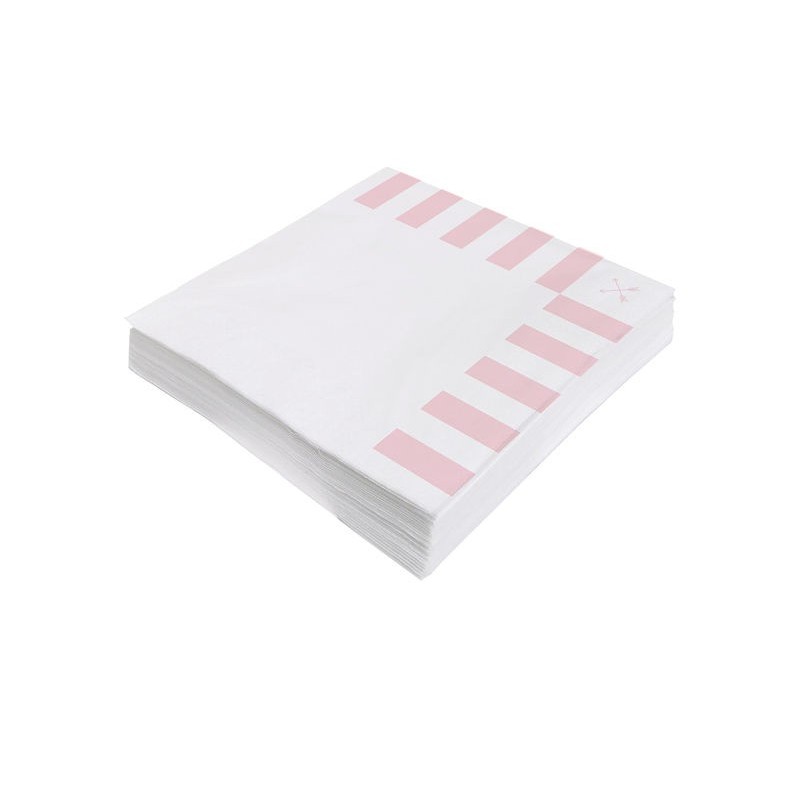 Servilletas blancas y rosas 20 uds 33x33 cm