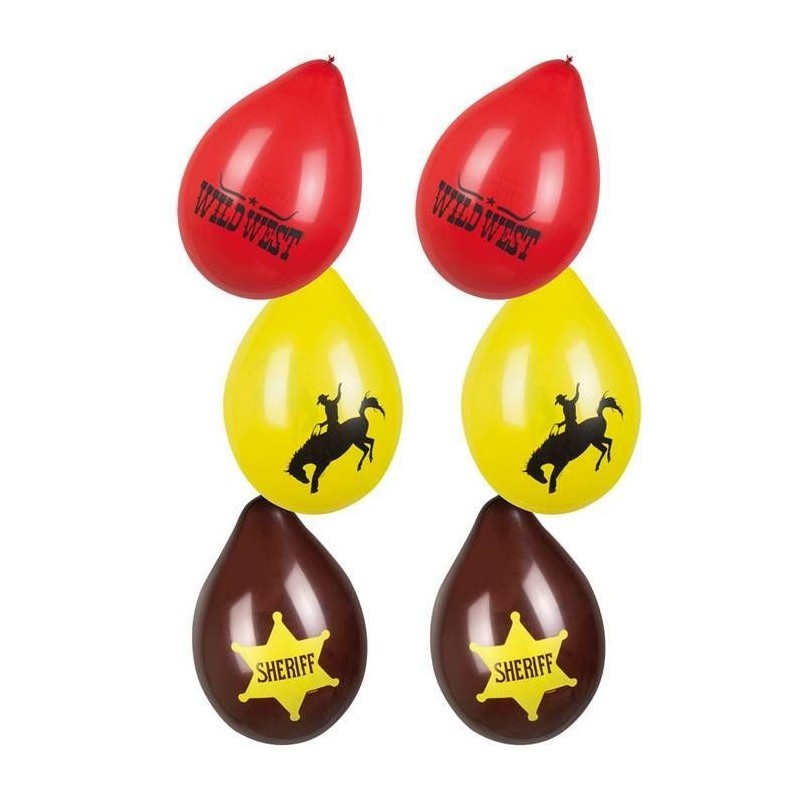 Globos del oeste vaqueros 6 uds 25 cm