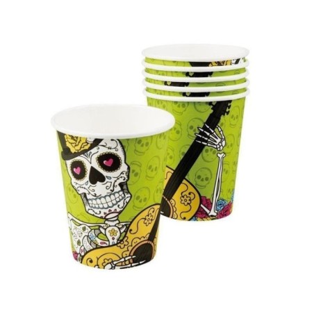 vasos esqueleto dia de muertos 6 uds