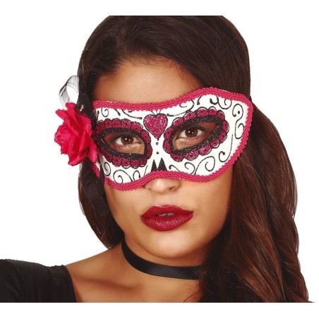 antifaz catrina rosa dia de muertos