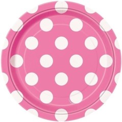 platos rosas lunares blancos 8 uds 18 cm