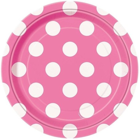 platos rosas lunares blancos 8 uds 18 cm
